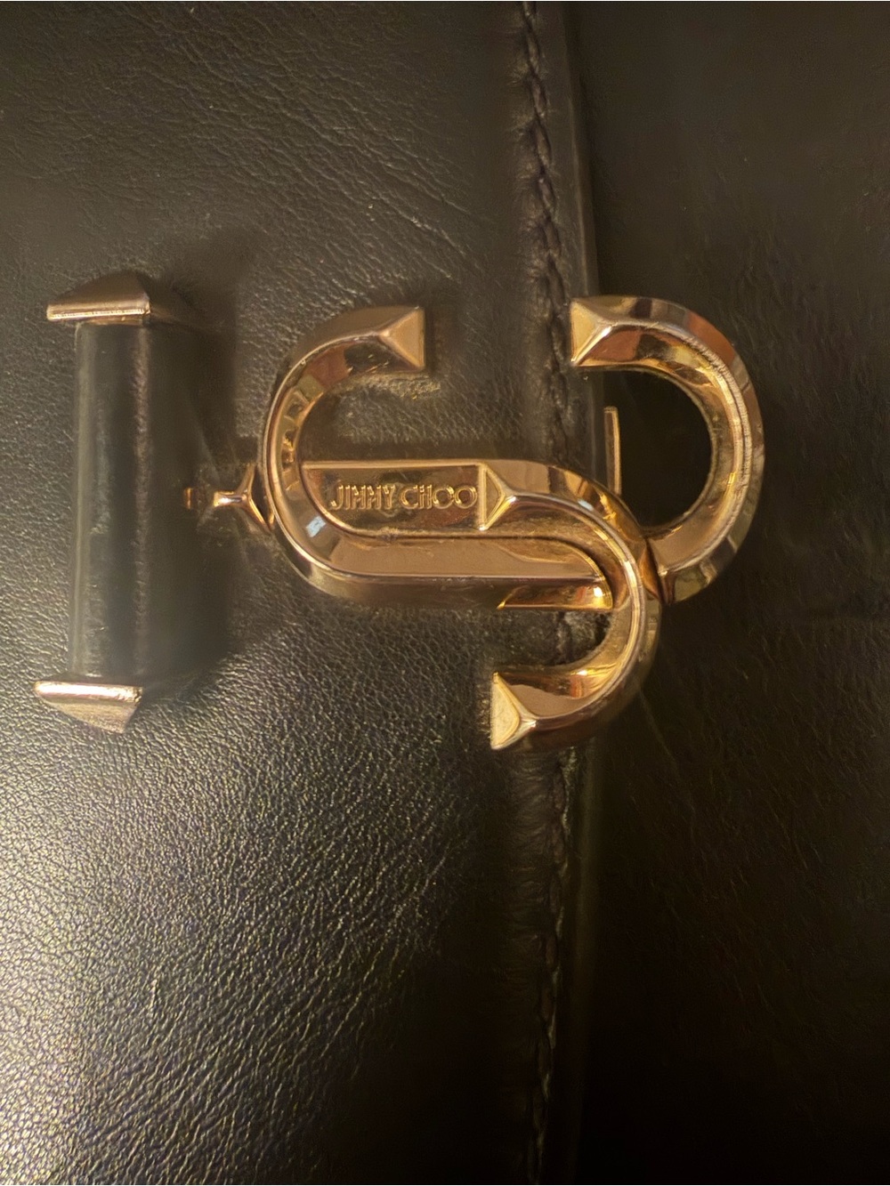 Jimmy Choo Leather Shoulder Bag with Gold Hardware - Picture 4 of 5